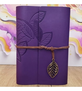 Yaprak Desenli Çizgisiz Deri Defter