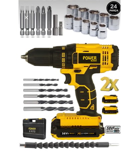 5 Ah Metal Şanzıman Çift Akülü Şarjlı Matkap 24 Parça