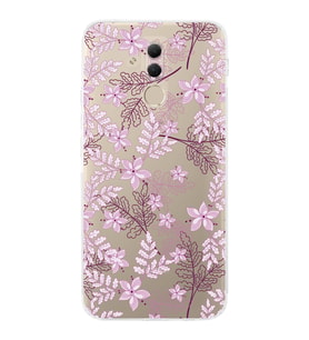 PrintiFy Huawei Mate 20 Lite Uyumlu Kamera Korumalı Floral Pudra Tasarımlı Şeffaf Silikon Kılıf
