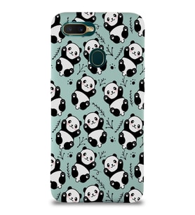 Oppo AX7 Uyumlu Lansman Kılıf Panda Tasarımlı İçi Kadife Kapak-Turkuaz (Şeffaf)