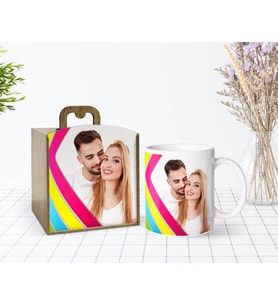 BK Gift Kişiye Özel Ahşap Kutuda Fotoğraflı Beyaz Kupa Bardak-3