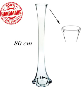 80cm İnce Belli Vazo Uzun Şeffaf Renksiz