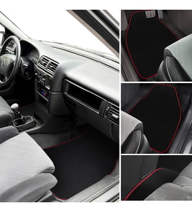 Opel Vectra A Kasa Uyumlu Kırmızı Kenarlı Araç Oto Halı Paspas Seti - 5 Parça Siyah