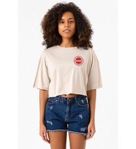 Chicago Fire Logo Bej Kadın Crop Tshirt