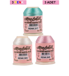 3 Adet Altınbaşak Oya ve Dantel İpi 20 gr - Royaleks - No: 905 - 840 - 317