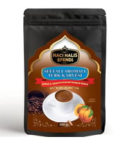 Hacı Halis Efendi Şeftali Aromalı Türk Kahvesi 200 gr Yumuşak İçimli Doypack