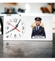 Kişiye Özel Hediye Karikatürlü En İyi Erkek Pilot Masa Saati