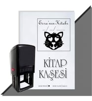 Kişiye Özel  Sevgi Kedi Emoji Tarihli Kitap Kaşesi (Siyah)