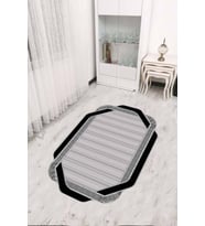 Gri Çerçeveli Kaymaz Tabanlı Lazer Kesim Halı RV310 - 100 x 160 cm