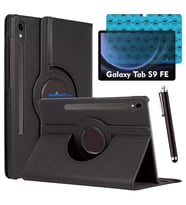 Samsung Galaxy Tab S9 FE Uyumlu Tablet Kılıfı Ekran Koruyucu Kalem Set (Siyah)