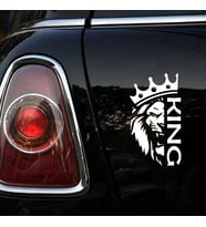 Aslan Araba Sticker Etiket Yapıştırması 19CM BEyaz