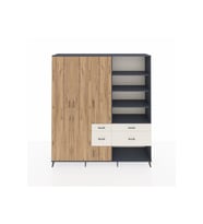 Hyperion Dolap 14 Raflı 4 Çekmeceli 4 Kapaklı 220x44x243 Antrasit-Çam/Aytaşı