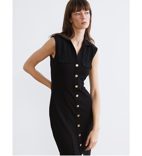 LCW Vision Siyah Bodycon Gömlek Elbise