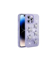Apple iPhone 14 Pro Max Uyumlu Kılıf Airbagli Simli Arka Yüzey Zore Işıltı Silikon Kapak (Lila)