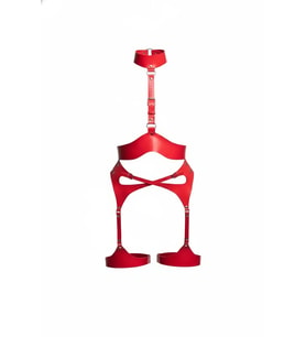 Mulvxbrf Brf02 Kırmızı Harness Takım Gerdanlık Detaylı Tokalı Deri - Brf1196 (Mulvix)