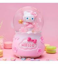 Hello Kıtty Pembe Işıklı Müzikli Püskürtmeli Büyük Boy Kar Küresi