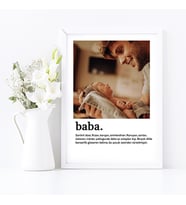 KİŞİYE ÖZEL TASARIM HEDİYE  BABA  BEYAZ SÖZLÜK  ANLAMI FOTOĞRAF ÇERÇEVESİ  21X30