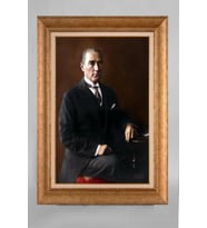 Altın Varaklı Paspartulu Çerçeveli Atatürk Tablo sd65