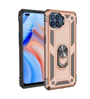 Oppo Reno 4 Lite Kılıf Zore Vega Yüzük Standlı Zırh Kılıf (Gold)