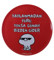 KIRMIZI YAYLANMADAN YÜRÜ RESİMLİ TASARIM METAL BARDAK ALTLIGI (Karışık)