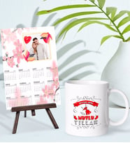 BK Gift Kişiye Özel Yılbaşı Tasarımlı Kupa Bardak ve 13x18cm Fotoğraf Kartlı Şövaleli 2024 Takvim Hediye Seti-43