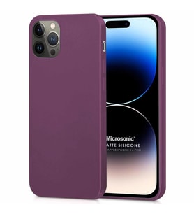 Microsonic Matte Silicone Apple iPhone 14 Pro Kılıf Mor