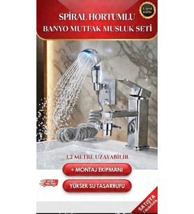 2 In 1 Spiral Hortumlu Ayarlanabilir Hareketli Banyo Mutfak Lavabo Musluk Duş Başlığı