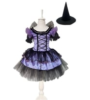 Balon Kol Cadı Kostümü + Cadı Şapkası - Balo Kostümü - Cadılar Bayramı Kostüm Halloween Cosplay (Karışık)