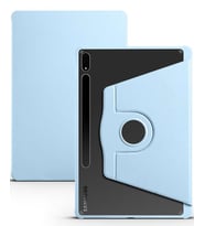 Galaxy Tab S7 FE LTE (T737-T736-T733-T730) Kılıf Termik Kalem Bölmeli Dönebilen Standlı Kılıf (Mavi)