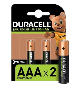 Duracell Şarjlı İnce Kalem Pil (AAA) 750 MAH 2 Lİ
