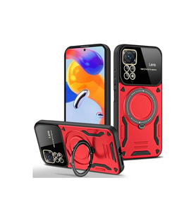 Xiaomi Redmi Note 11 Pro Kılıf Joy Lens Standlı Kapak - Kırmızı