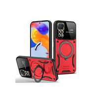 Xiaomi Redmi Note 11 Pro Kılıf Joy Lens Standlı Kapak - Kırmızı