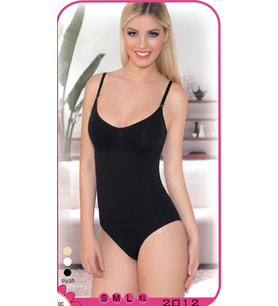 Siyah Kadın Askılı Body Korse Yüksek Bel Toparlayıcı S-XL 2012