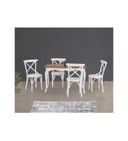 ADA LÜKENS MASA VE ÇARPI ÇITALI TONET SANDALYE TAKIMI, EKRU, 125x80