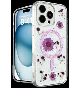 iPhone 16 Pro Kılıf Daisy Simli Magsafe Kapak - Mor
