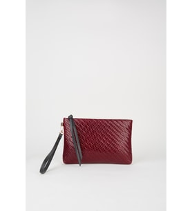 Kadın Bellis Örgü Bordo Astarlı Suni Deri Bilek Askılı Portföy El Ve Clutch Çanta