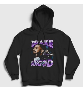 Presmono Unisex Siyah Drake 6 God Kapüşonlu Sweatshirt 420607tt
