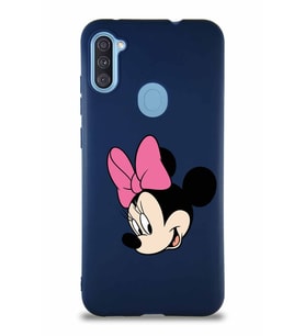 Samsung Galaxy M11 Soft Premier Kapak Minnie Mouse-B Tasarımlı Silikon Kılıf - Lacivert (Şeffaf)