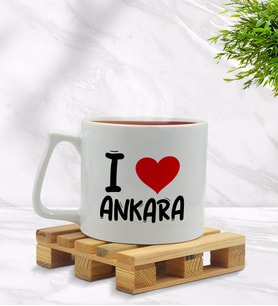 BK Gift I Love Ankara Tasarımlı Middle Beyaz Kupa Bardak