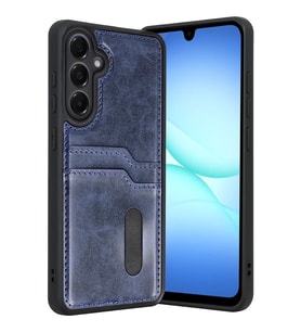 Galaxy A57 5G Sara Kartvizitli Deri Kılıf - Lacivert