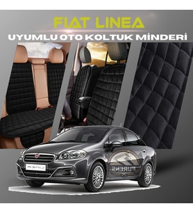 Fiat Linea Siyah Renk Tay Tüyü Cepli & Terletmez Sırtlı Oto Koltuk Minder Seti - Koltuk Koruma Kılıfı (ÖN & ARKA TAM SET)