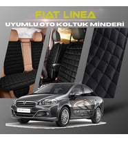 Fiat Linea Siyah Renk Tay Tüyü Cepli & Terletmez Sırtlı Oto Koltuk Minder Seti - Koltuk Koruma Kılıfı (ÖN & ARKA TAM SET)