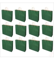 Büküm Saplı Kraft Çanta 40 x 44 x 13 cm, Yeşil - 12 Adet (STD)