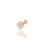 Gümüş rose zirkon taşlı dört yapraklı yonca Tragus helix Piercing küpe