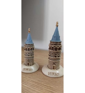 Şehir Temalı 10 ve 11.5 cm Bej Kule Figürü, Dekoratif Ev Süsleri