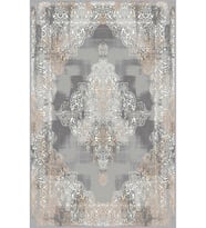 Eliana Home Baskılı, Yıkanabilir Kaymaz Taban Salon Halısı LNA0467 100x150 cm (Gri)