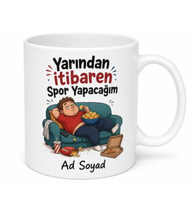Spor Yapacağım Yazılı Komik Baskılı Kupa Bardak Esprili Hediye