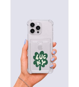 iPhone 15 Pro Max Kartlıklı Lucky Yonca Desenli Kılıf - GLST4284-5217