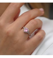 Pembe Taşlı Kalpli 925 Ayar Gümüş Bayan Yüzük, Sevgililer günü, Yıldönümü, Doğum Günü, Kalpli  Yüzük