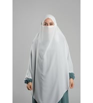 Krem Pratik Hazır Geçmeli Tesettür Eşarp Krep Bağcıklı Çift Katlı Sufle Hijab 2314_40